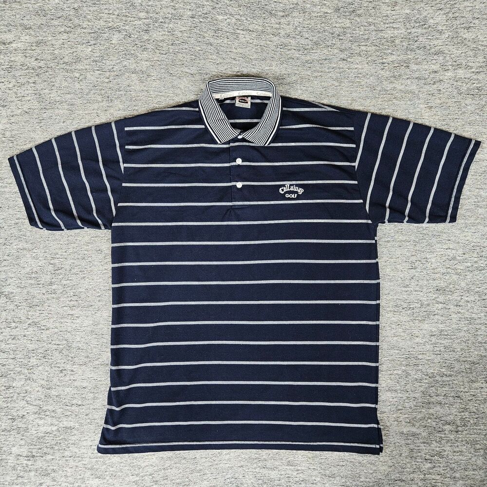 Vintage Callaway California Collection Striped Golf Polo Shirt Retro Logo Large